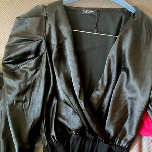 Nasty Gal Brand Black Satin Dressy Bodysuit